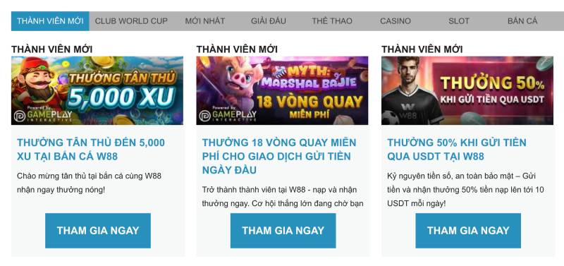 Tổng Hợp Mã Khuyến Mãi Nhà Cái W88 - Dễ Nhận, Dễ Chơi 2 Khuyến mãi dành cho người mới