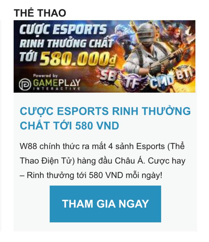 Tổng Hợp Mã Khuyến Mãi Nhà Cái W88 - Dễ Nhận, Dễ Chơi 4 Ưu đãi riêng cho cược Esports